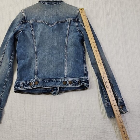 Abercrombie and Fitch Heavy Denim Jacket Women's Small Pockets Reinforced EUC LN - Picture 9 of 12